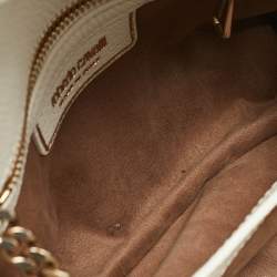 Roberto Cavalli White Leather Chain Shoulder Bag