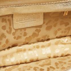 Roberto Cavalli Gold Chainlink Print Fabric Bow Clutch