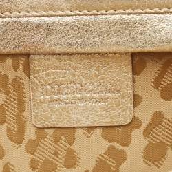 Roberto Cavalli Gold Chainlink Print Fabric Bow Clutch