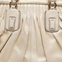 Roberto Cavalli Metallic Gold Textured Leather Chain Detail Handle Satchel
