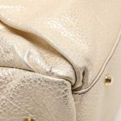 Roberto Cavalli Metallic Gold Textured Leather Chain Detail Handle Satchel
