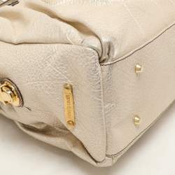 Roberto Cavalli Metallic Gold Textured Leather Chain Detail Handle Satchel
