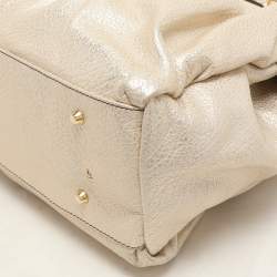 Roberto Cavalli Metallic Gold Textured Leather Chain Detail Handle Satchel
