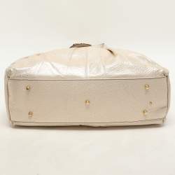 Roberto Cavalli Metallic Gold Textured Leather Chain Detail Handle Satchel