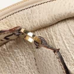 Roberto Cavalli Metallic Gold Textured Leather Chain Detail Handle Satchel