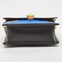 Roberto Cavalli Blue Printed Leather Hera Shoulder Bag