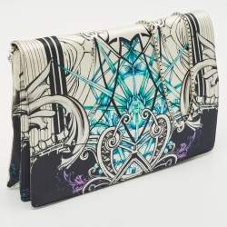 Roberto Cavalli Multicolor Printed Satin Chain Clutch