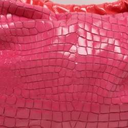 Pre Owned Roberto Cavalli Pink Croc Embossed Leather Hobo