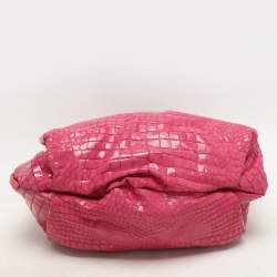 Pre Owned Roberto Cavalli Pink Croc Embossed Leather Hobo