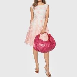 Pre Owned Roberto Cavalli Pink Croc Embossed Leather Hobo