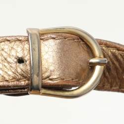 Roberto Cavalli Gold Leather Charm Flap Hobo