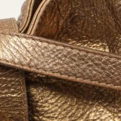 Roberto Cavalli Gold Leather Charm Flap Hobo