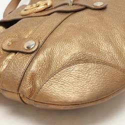 Roberto Cavalli Gold Leather Charm Flap Hobo