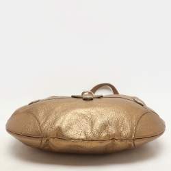 Roberto Cavalli Gold Leather Charm Flap Hobo