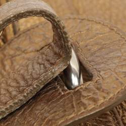 Roberto Cavalli Gold Leather Charm Flap Hobo