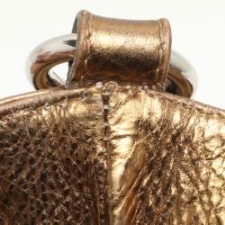 Roberto Cavalli Gold Leather Charm Flap Hobo