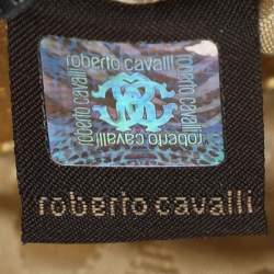 Roberto Cavalli Gold Leather Charm Flap Hobo