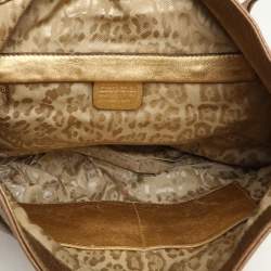 Roberto Cavalli Gold Leather Charm Flap Hobo