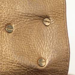 Roberto Cavalli Gold Leather Charm Flap Hobo