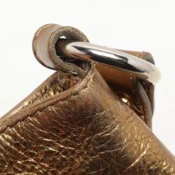 Roberto Cavalli Gold Leather Charm Flap Hobo
