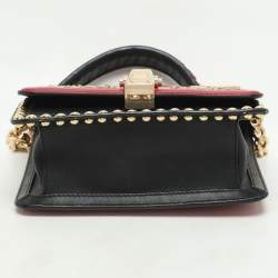 Roberto Cavalli Red/Black Leather Embellished Shoulder Bag