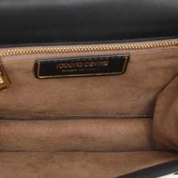 Roberto Cavalli Red/Black Leather Embellished Shoulder Bag