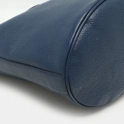 Pre Owned Roberto Cavalli Blue Leather Bucket Bag
