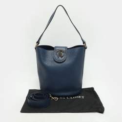 Pre Owned Roberto Cavalli Blue Leather Bucket Bag