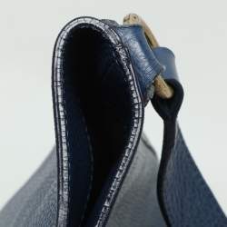 Pre Owned Roberto Cavalli Blue Leather Bucket Bag