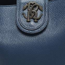 Pre Owned Roberto Cavalli Blue Leather Bucket Bag