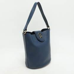 Pre Owned Roberto Cavalli Blue Leather Bucket Bag