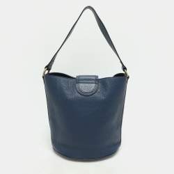 Pre Owned Roberto Cavalli Blue Leather Bucket Bag
