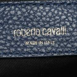 Pre Owned Roberto Cavalli Blue Leather Bucket Bag