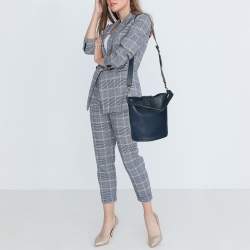 Pre Owned Roberto Cavalli Blue Leather Bucket Bag