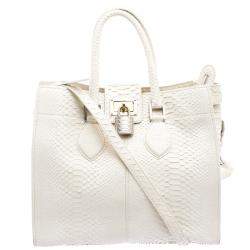 Roberto Cavalli Off White Python Florence Tote