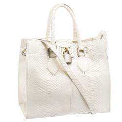 Roberto Cavalli Off White Python Florence Tote