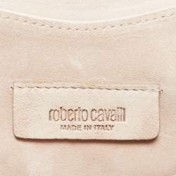 Pre Owned Roberto Cavalli Light Pink Suede and Crocodile Fringe Crossbody Bag