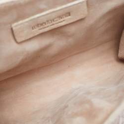 Pre Owned Roberto Cavalli Light Pink Suede and Crocodile Fringe Crossbody Bag