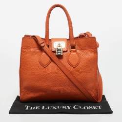 Pre Owned Roberto Cavalli Orange Leather Florence Tote
