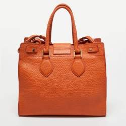 Pre Owned Roberto Cavalli Orange Leather Florence Tote