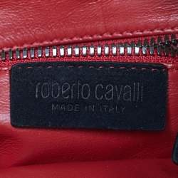 Pre Owned Roberto Cavalli Brown/Black Leopard Print Calf Hair Embroidered Tassel Crossbody Bag