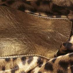 Pre Owned Roberto Cavalli Brown Suede Snake Logo Tote