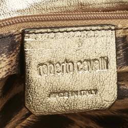 Pre Owned Roberto Cavalli Brown Suede Snake Logo Tote