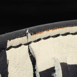 Pre Owned Roberto Cavalli Black/Cream Leather Fringes Bucket Bag