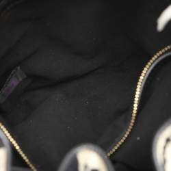 Pre Owned Roberto Cavalli Black/Cream Leather Fringes Bucket Bag