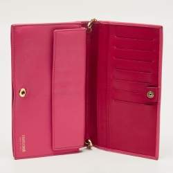Pre Owned Roberto Cavalli Pink Leather Studded Wallet on Chain