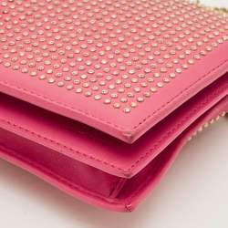 Pre Owned Roberto Cavalli Pink Leather Studded Wallet on Chain