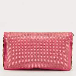 Pre Owned Roberto Cavalli Pink Leather Studded Wallet on Chain