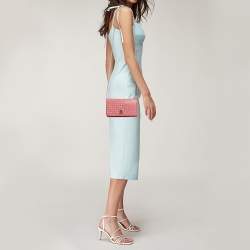 Pre Owned Roberto Cavalli Pink Leather Studded Wallet on Chain