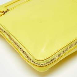 Pre Owned Roberto Cavalli Yellow Leather RC Zip Around Clutch